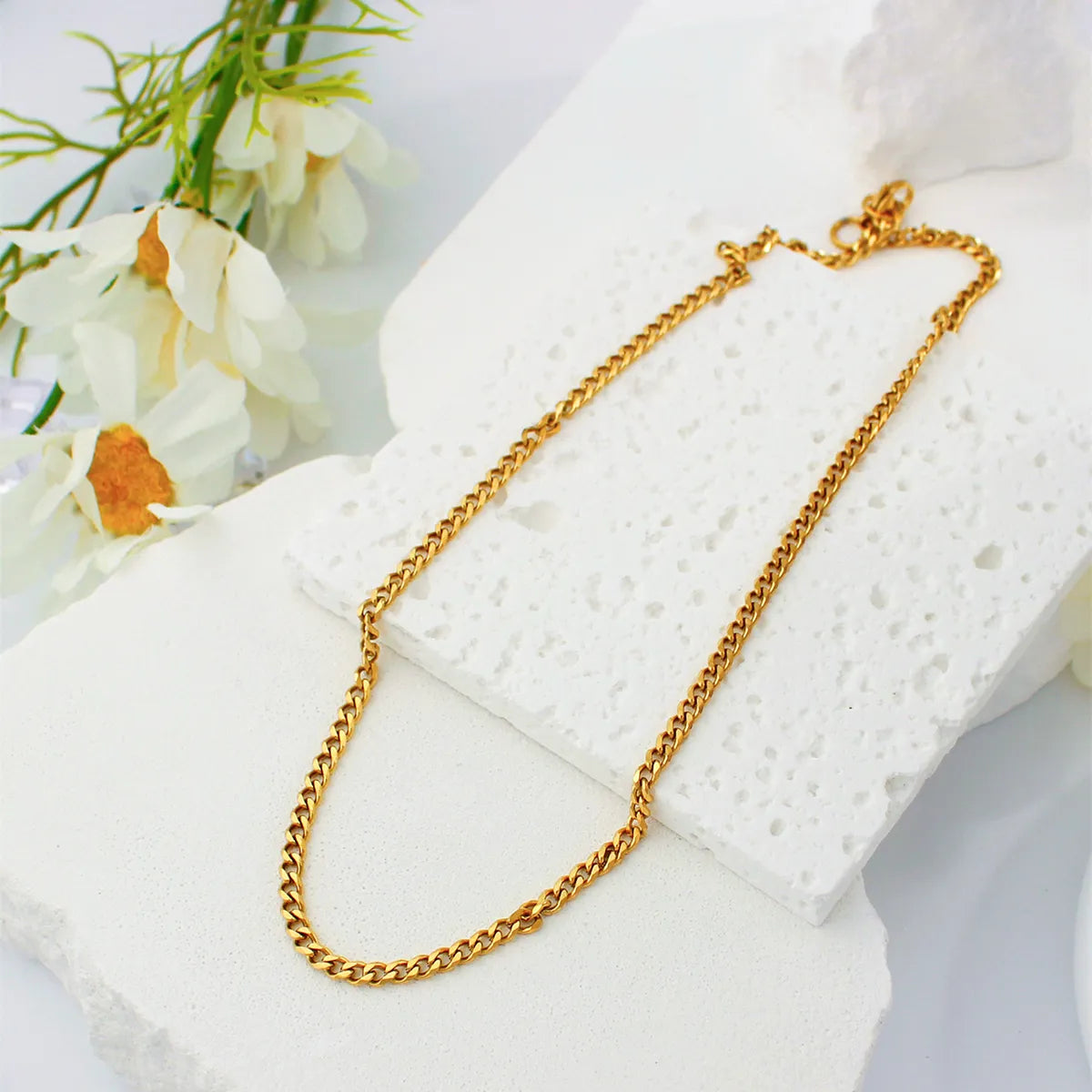 Simple Style Solid Color Stainless Steel Plating Necklace