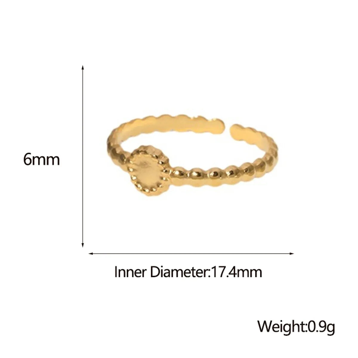 Simple Style Solid Color Stainless Steel Plating Open Ring 1 Piece