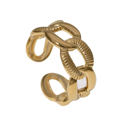 304 Stainless Steel 18K Gold Plated Simple Style Plating Solid Color Open Rings