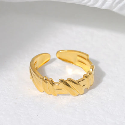 304 Stainless Steel 18K Gold Plated Simple Style Plating Solid Color Open Rings