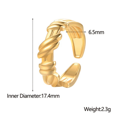 304 Stainless Steel 18K Gold Plated Simple Style Plating Solid Color Open Rings