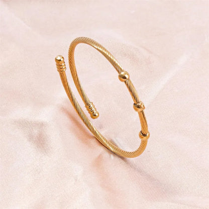 Simple Style Solid Color 304 Stainless Steel 18K Gold Plated Twisted Cable Bracele Bangle In Bulk