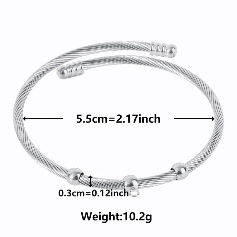 Simple Style Solid Color 304 Stainless Steel 18K Gold Plated Twisted Cable Bracele Bangle In Bulk