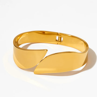 Simple Style Solid Color Stainless Steel Polishing Plating 14k Gold Plated White Gold Plated Gold Plated Bangle