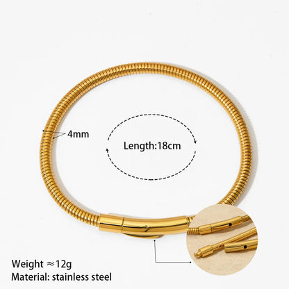 Simple Style Solid Color Stainless Steel Polishing Plating 14k Gold Plated White Gold Plated Gold Plated Bracelets Necklace