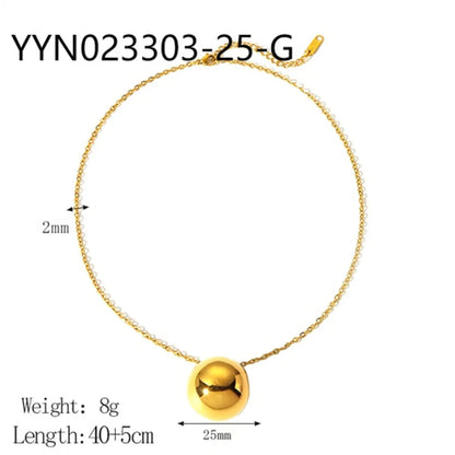 Simple Style Solid Color Stainless Steel Polishing Plating 18k Gold Plated Pendant Necklace