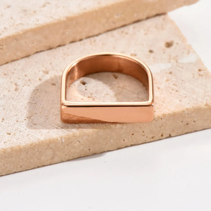 Simple Style Solid Color Stainless Steel Polishing Plating Rose Gold Plated Rings