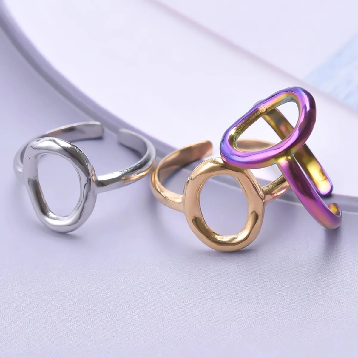 Simple Style Solid Color Stainless Steel Polishing Rings