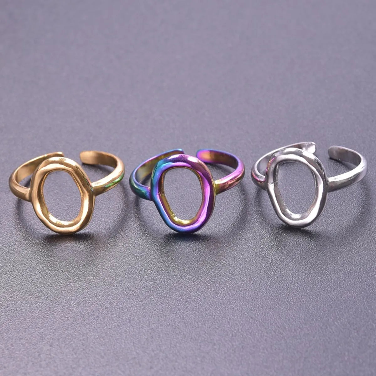 Simple Style Solid Color Stainless Steel Polishing Rings