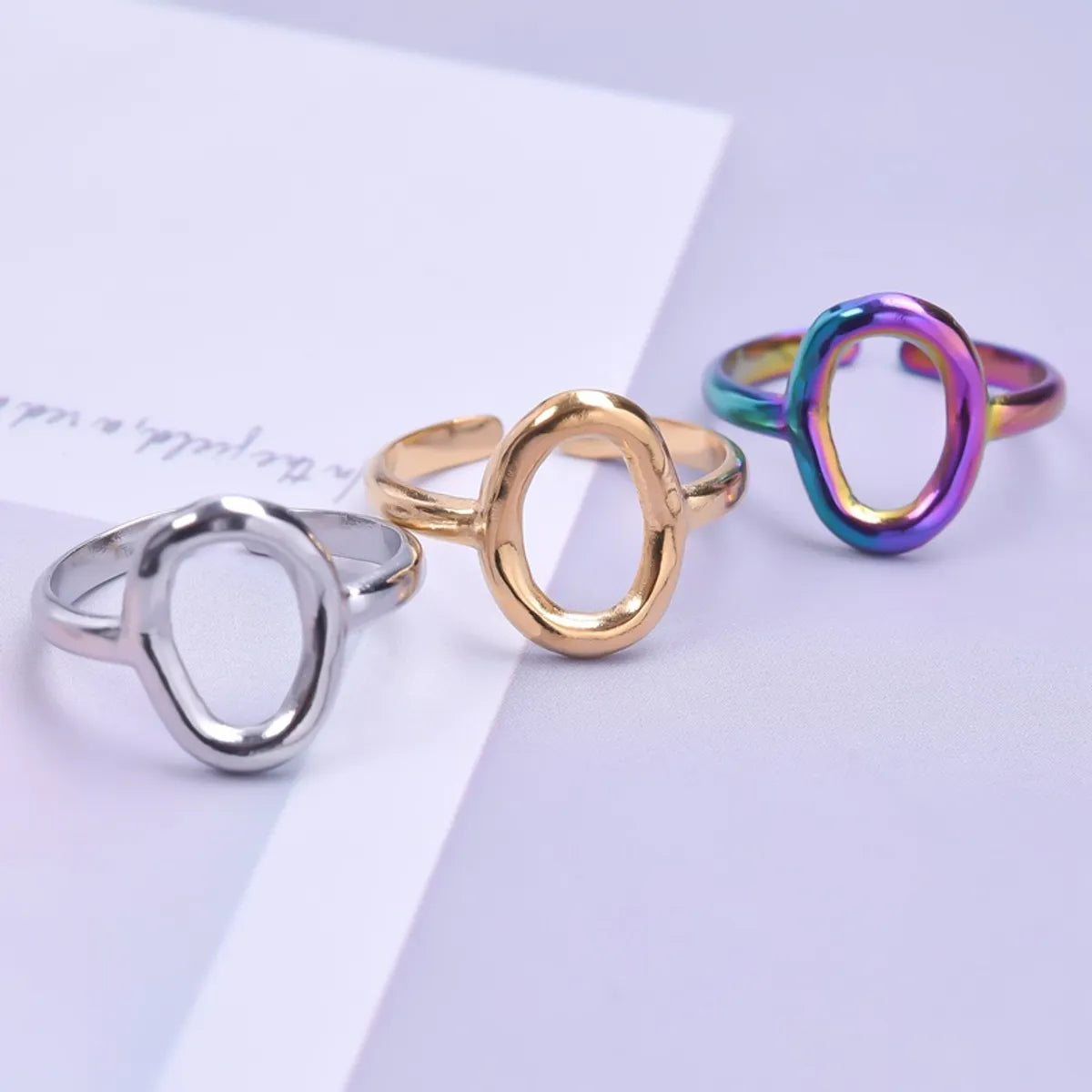 Simple Style Solid Color Stainless Steel Polishing Rings