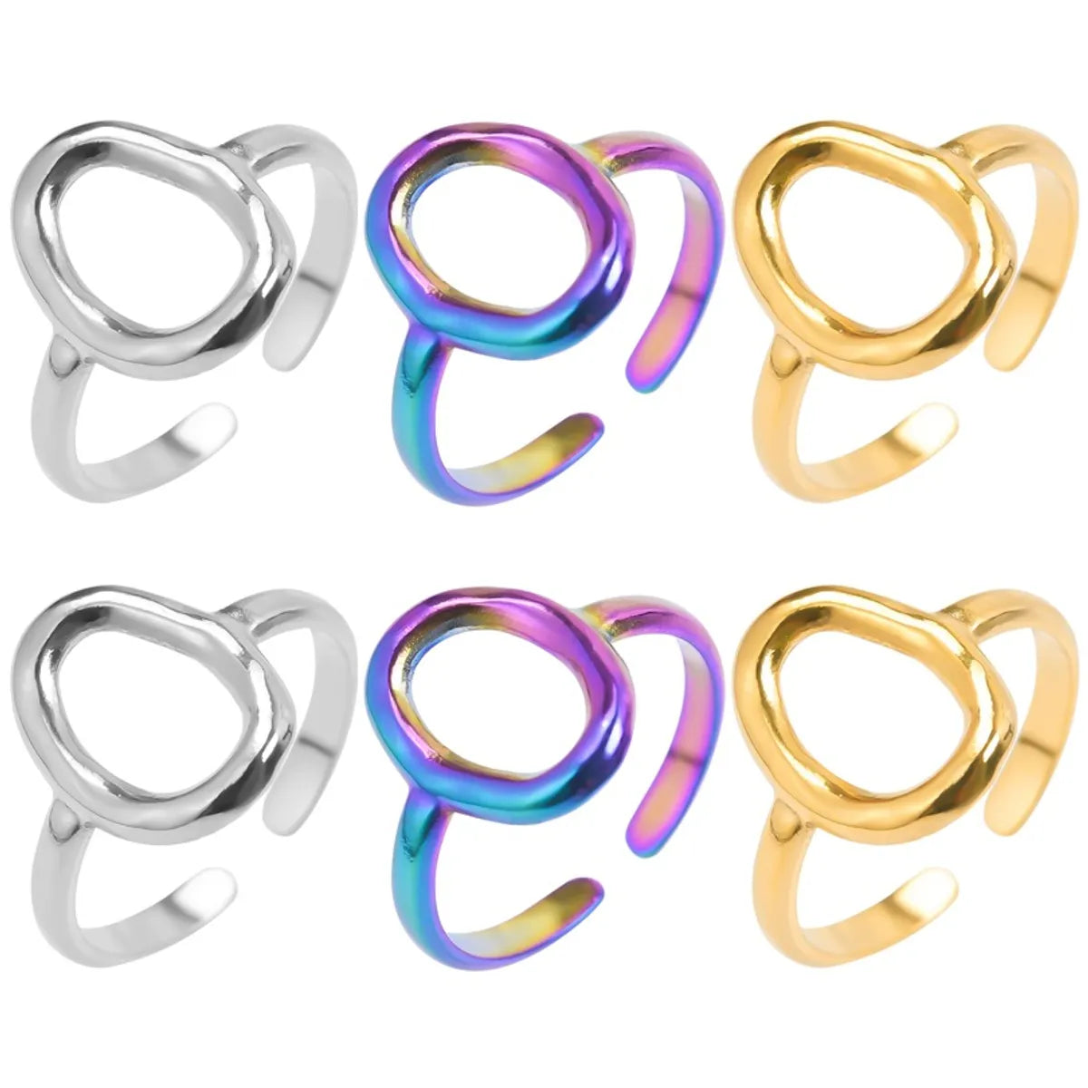 Simple Style Solid Color Stainless Steel Polishing Rings