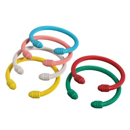 Simple Style Solid Color Stainless Steel Colorful Stoving Varnish Cable Cuff Bracelets