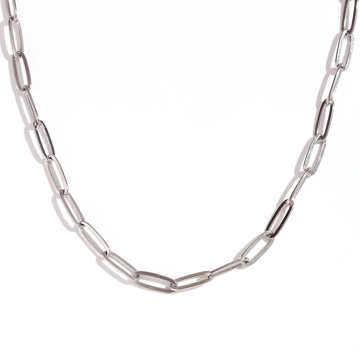 Simple Style Solid Color Stainless Steel Titanium Steel Bracelets Waist Chain Necklace 1 Piece