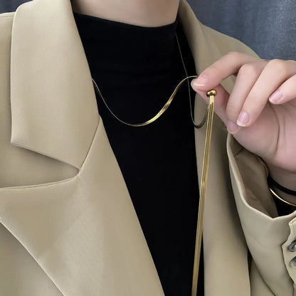 Simple Style Solid Color Stainless Steel Titanium Steel Plating 18k Gold Plated Sweater Chain