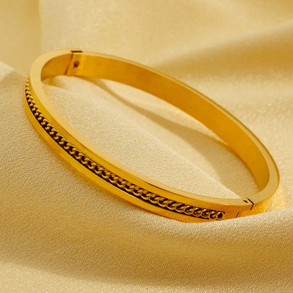 Simple Style Solid Color Stainless Steel Titanium Steel Plating Rose Gold Plated Gold Plated Silver Plated Bangle