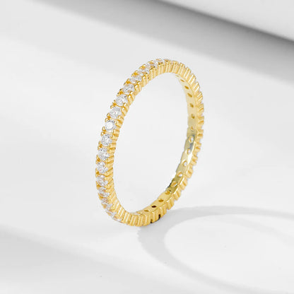 Simple Style Solid Color Sterling Silver 14k Gold Plated Rhodium Plated Zircon Rings In Bulk