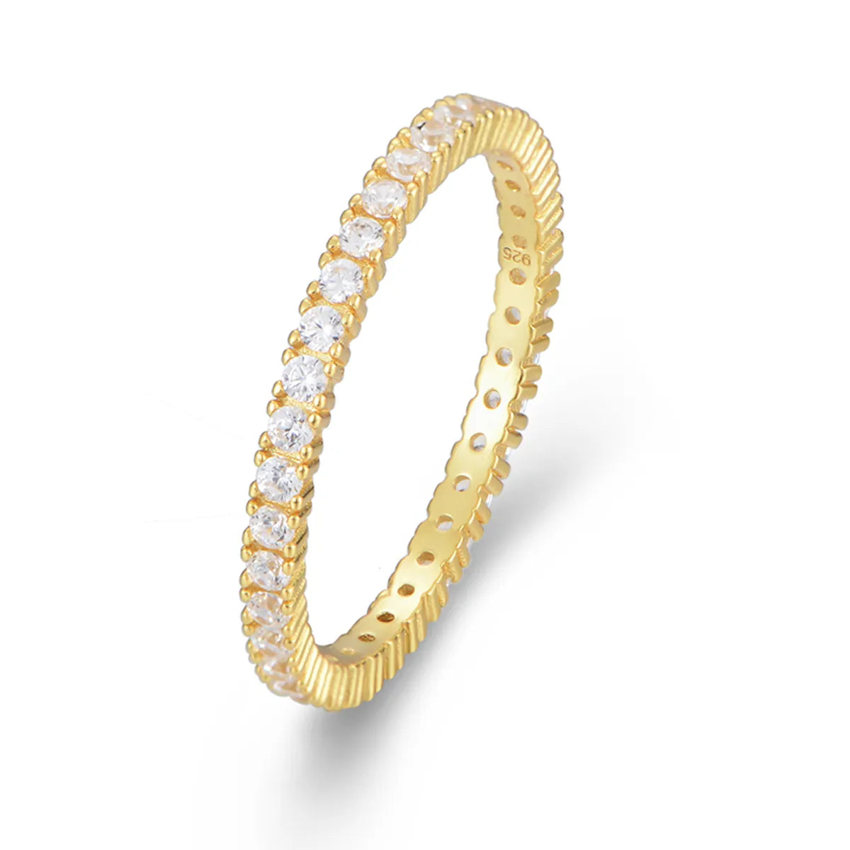 Simple Style Solid Color Sterling Silver 14k Gold Plated Rhodium Plated Zircon Rings In Bulk