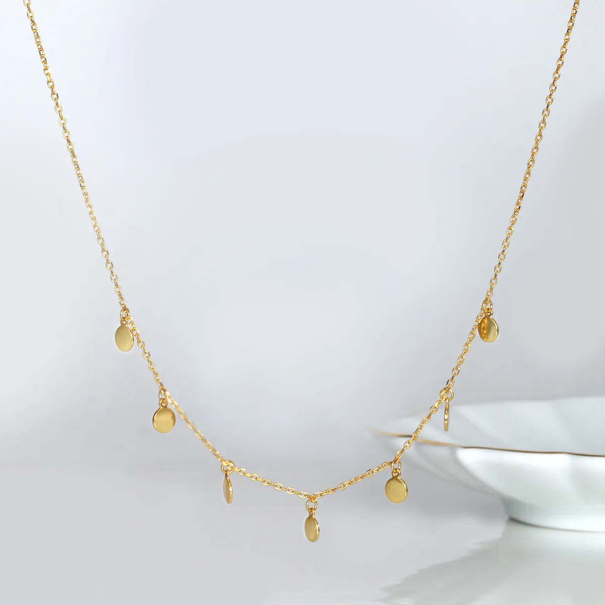 Simple Style Solid Color Sterling Silver 18k Gold Plated Necklace In Bulk