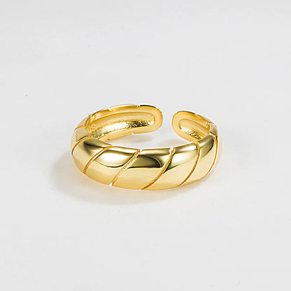 Simple Style Solid Color Sterling Silver 18k Gold Plated White Gold Plated Open Rings In Bulk