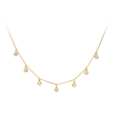 Simple Style Solid Color Sterling Silver 18k Gold Plated Zircon Necklace In Bulk