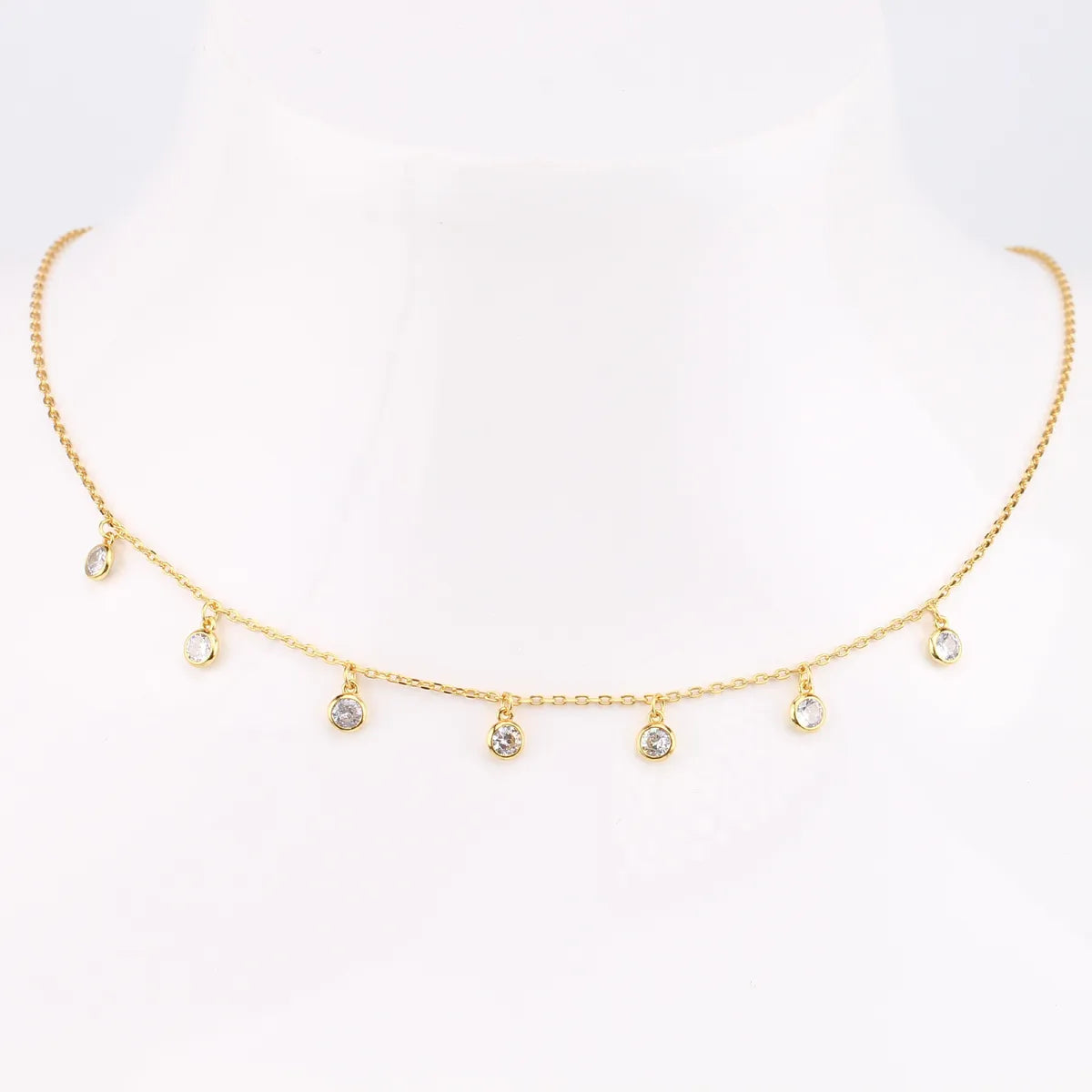 Simple Style Solid Color Sterling Silver 18k Gold Plated Zircon Necklace In Bulk