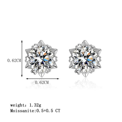 Simple Style Solid Color Sterling Silver Gra Plating Inlay Moissanite 18k Gold Plated Ear Studs