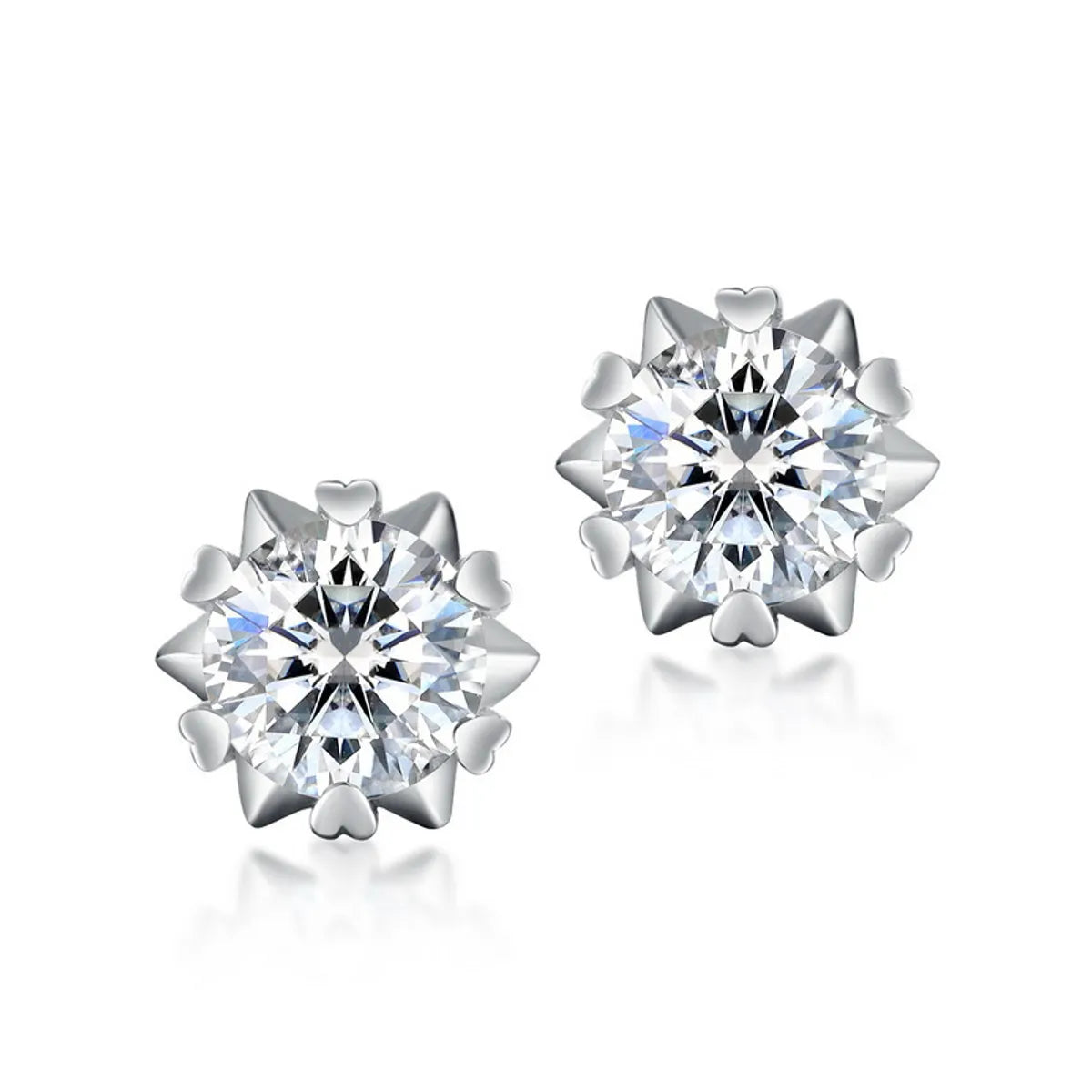 Simple Style Solid Color Sterling Silver Gra Plating Inlay Moissanite 18k Gold Plated Ear Studs