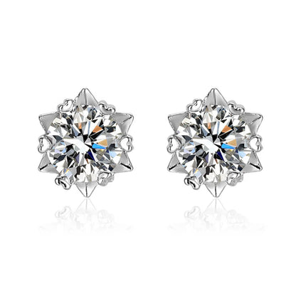 Simple Style Solid Color Sterling Silver Gra Plating Inlay Moissanite 18k Gold Plated Ear Studs