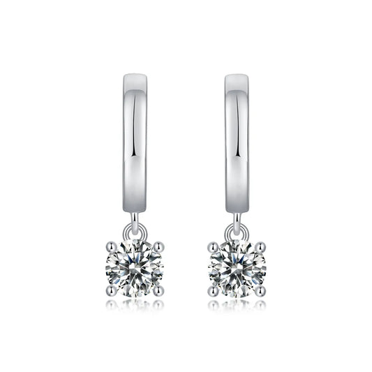 Simple Style Solid Color Sterling Silver Inlay Moissanite Drop Earrings