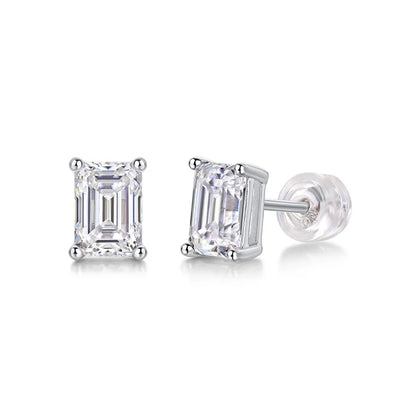 Simple Style Solid Color Sterling Silver Inlay Moissanite Ear Studs