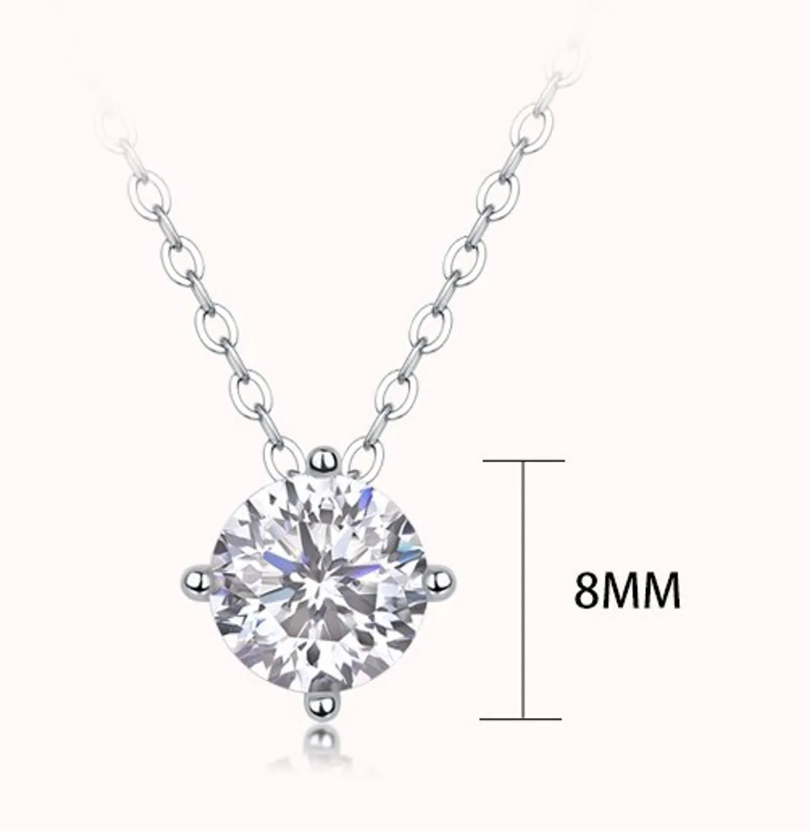 Simple Style Solid Color Sterling Silver Inlay Moissanite Pendant Necklace