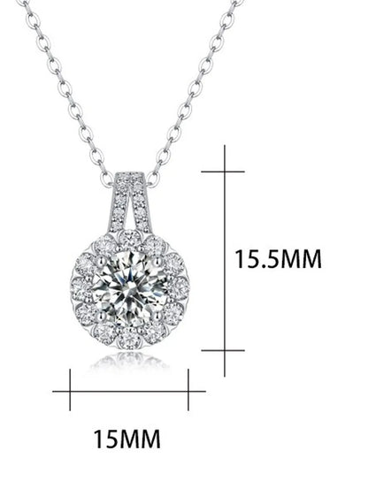 Simple Style Solid Color Sterling Silver Inlay Moissanite Pendant Necklace