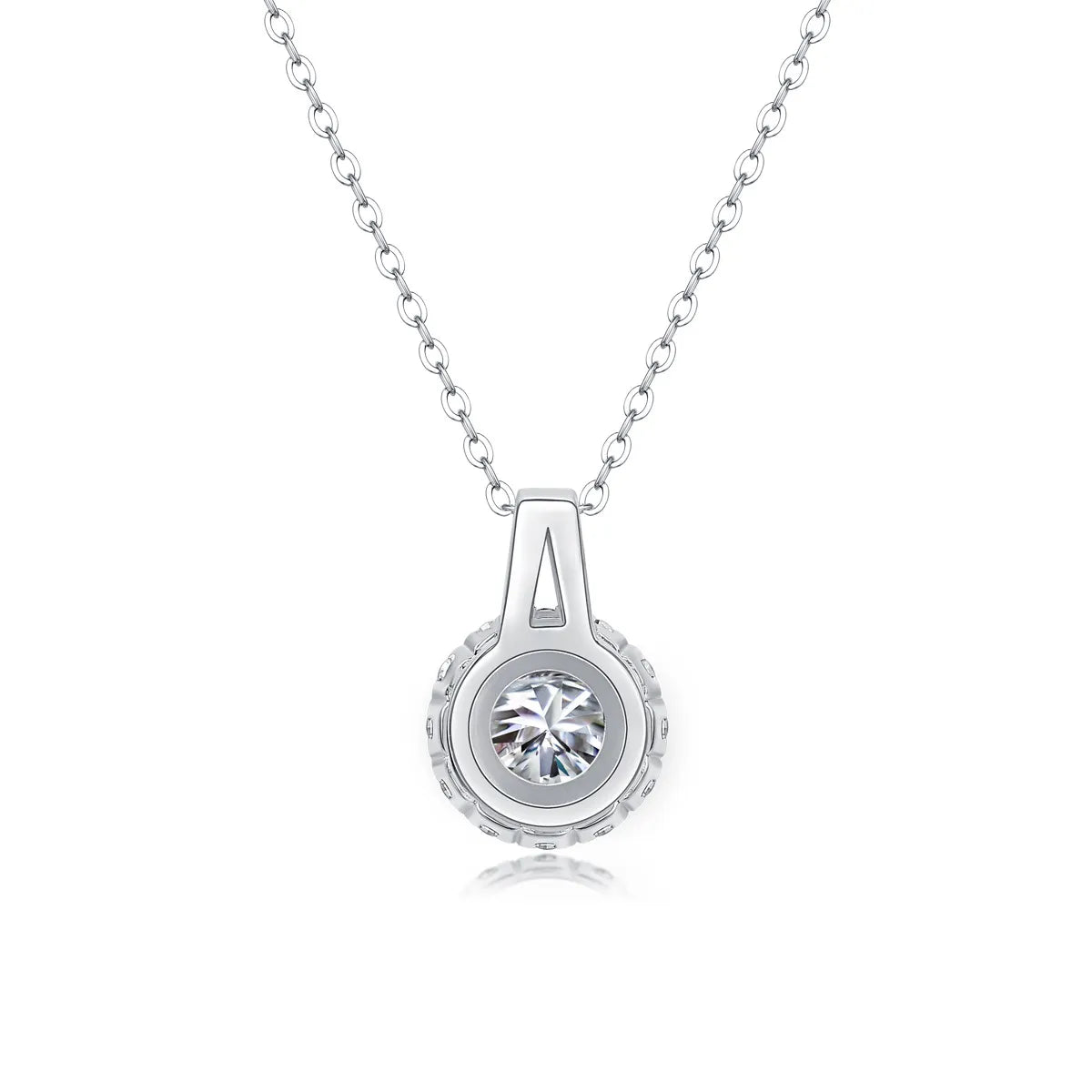 Simple Style Solid Color Sterling Silver Inlay Moissanite Pendant Necklace