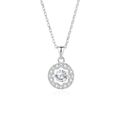 Simple Style Solid Color Sterling Silver Inlay Moissanite Zircon Pendant Necklace