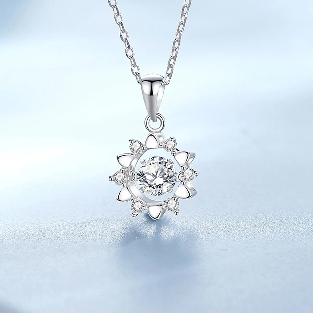 Simple Style Solid Color Sterling Silver Inlay Moissanite Zircon Pendant Necklace