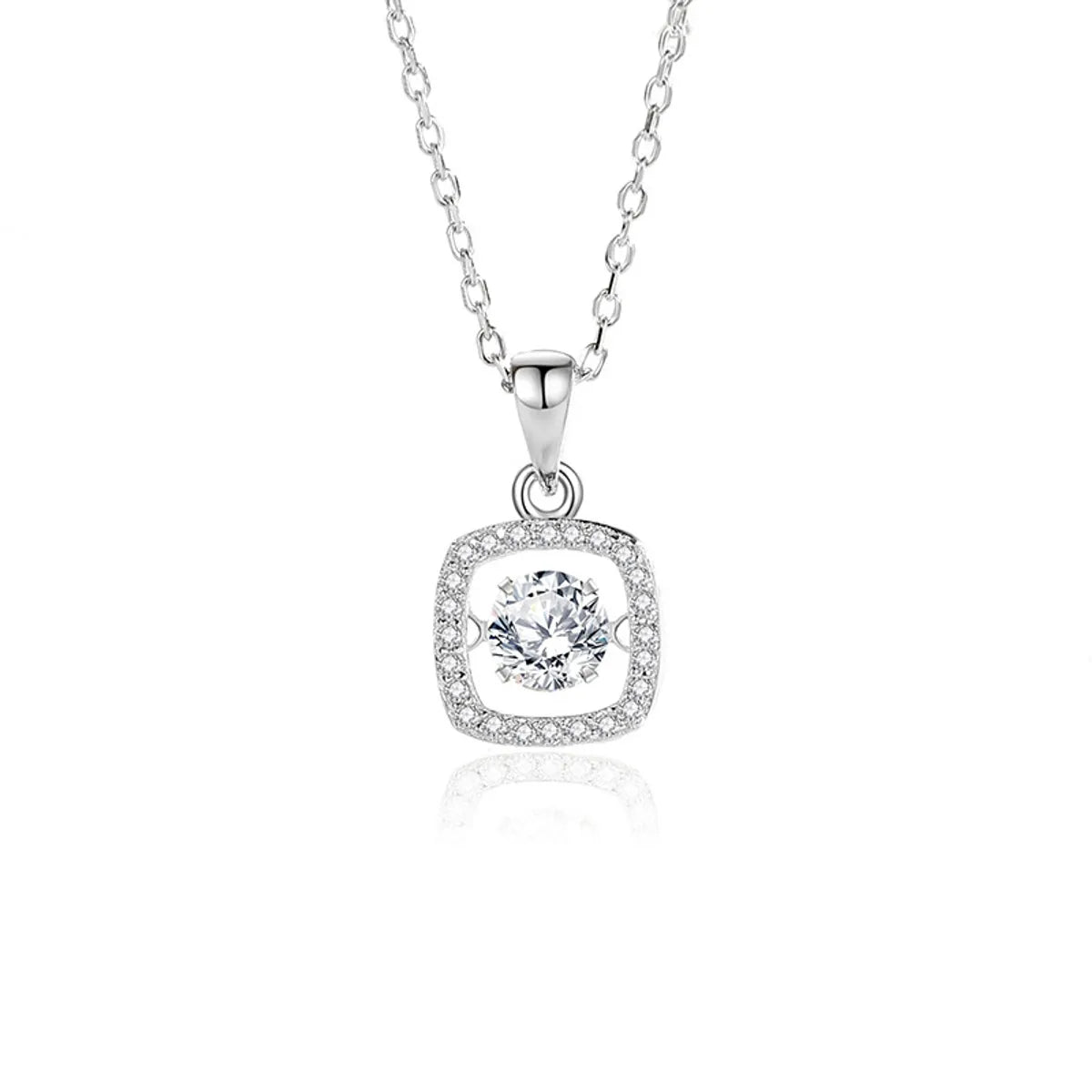 Simple Style Solid Color Sterling Silver Inlay Moissanite Zircon Pendant Necklace