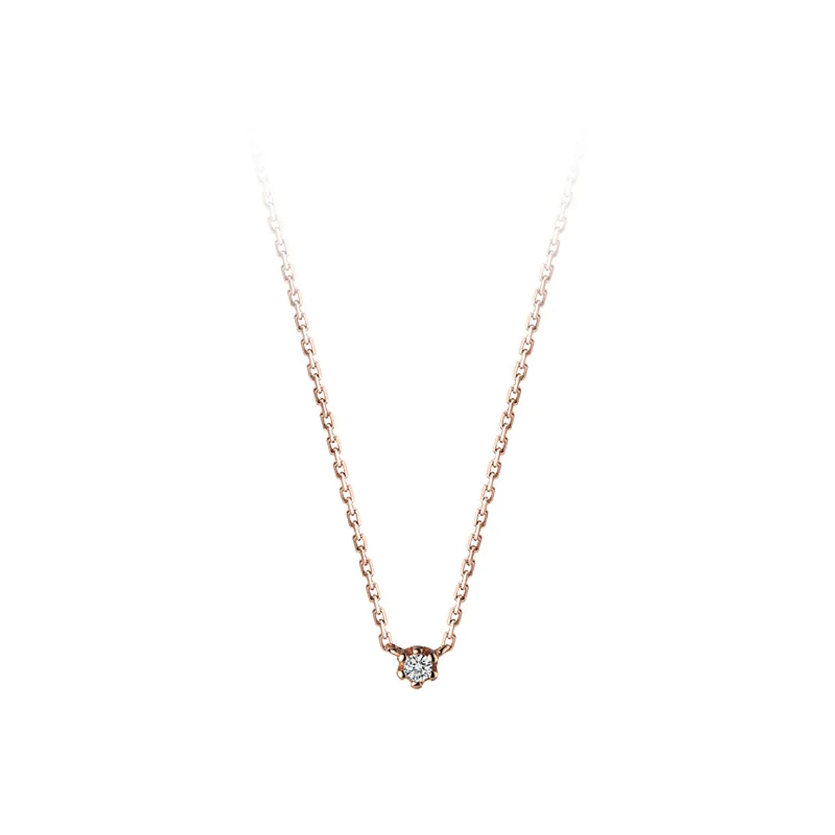 Simple Style Solid Color Sterling Silver Inlay Zircon Necklace