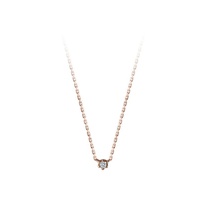 Simple Style Solid Color Sterling Silver Inlay Zircon Necklace