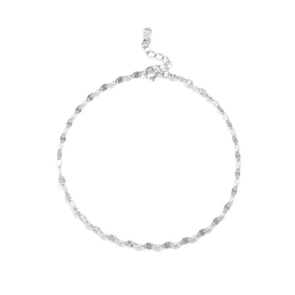 Simple Style Solid Color Sterling Silver Inlay Zircon Women's Anklet