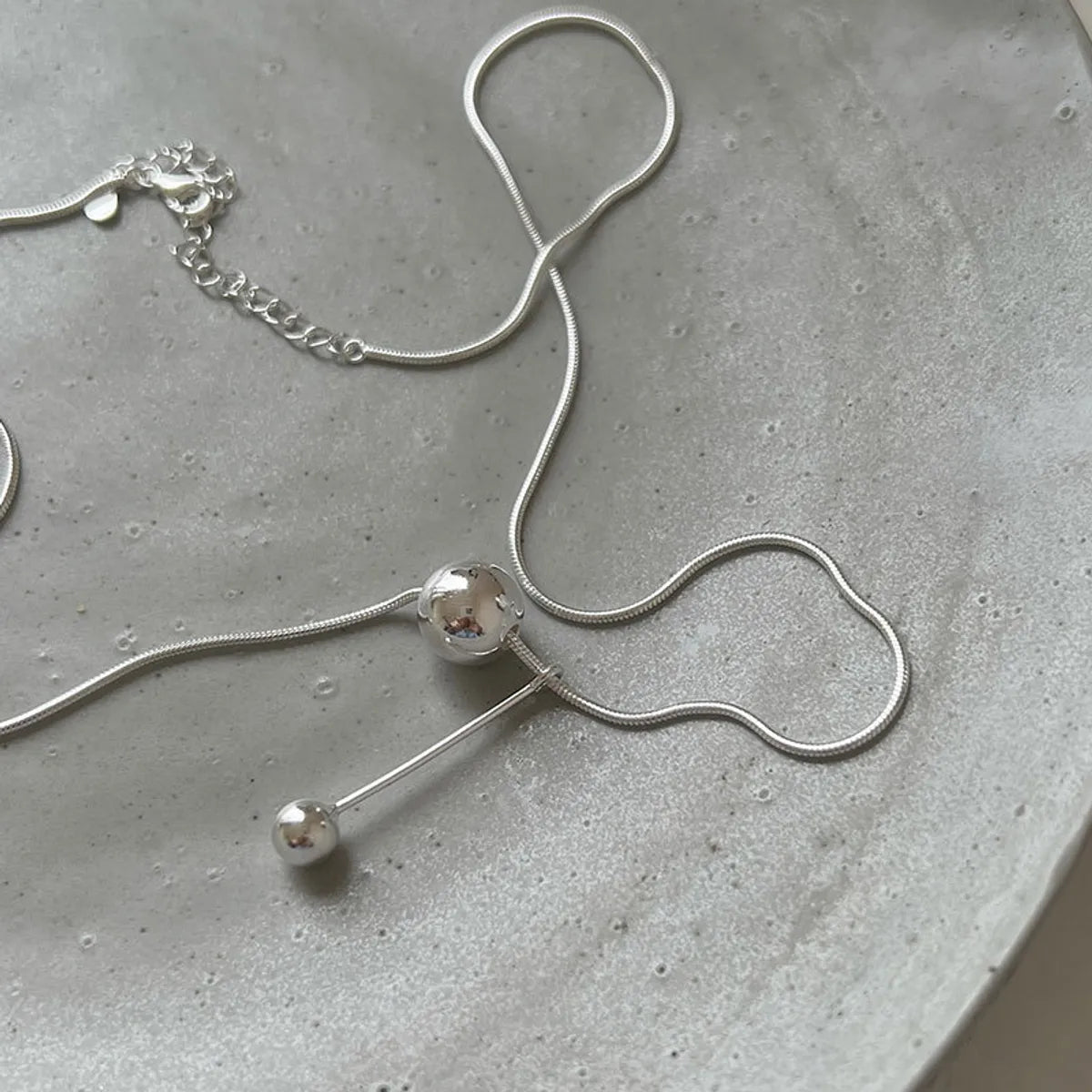 Simple Style Solid Color Sterling Silver Necklace In Bulk