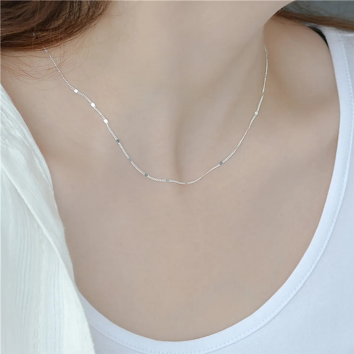 Simple Style Solid Color Sterling Silver Plating Gold Plated Necklace