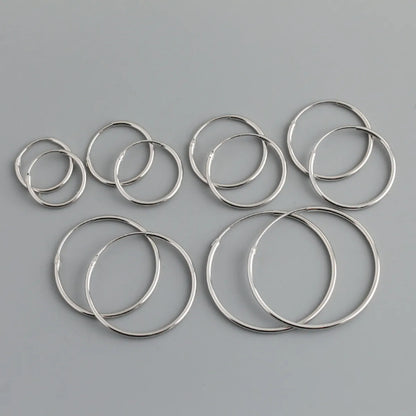 Simple Style Solid Color Sterling Silver Plating Hoop Earrings 1 Pair