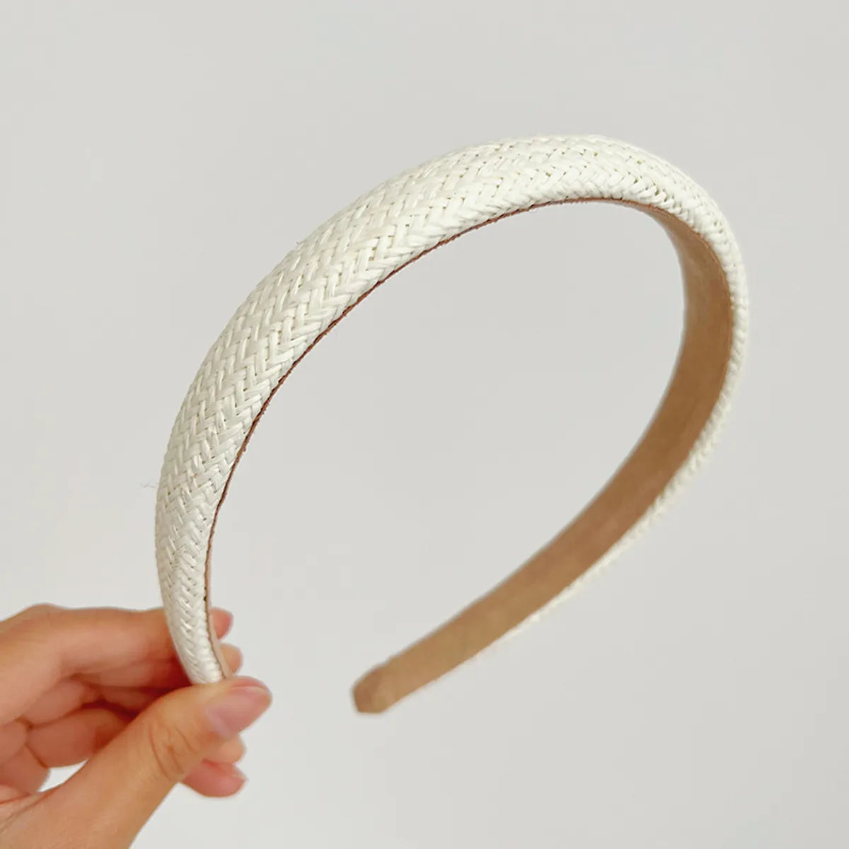 Women'S Simple Style Solid Color Straw Braid Hair Band