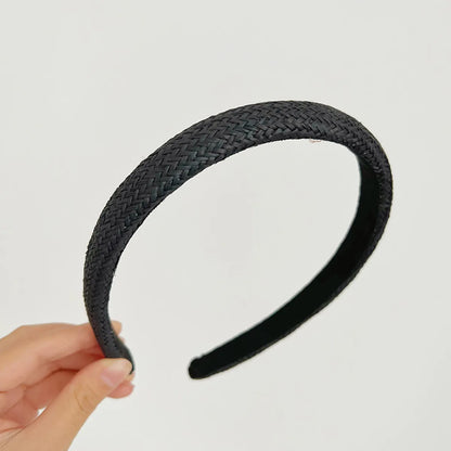 Women'S Simple Style Solid Color Straw Braid Hair Band