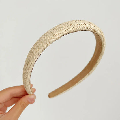 Women'S Simple Style Solid Color Straw Braid Hair Band