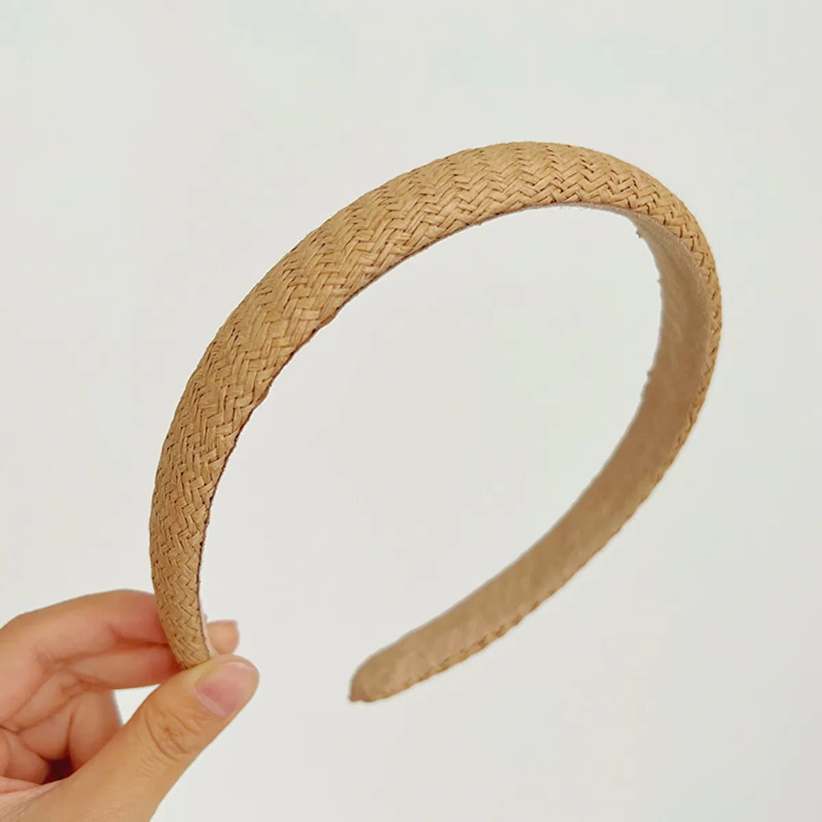 Women'S Simple Style Solid Color Straw Braid Hair Band