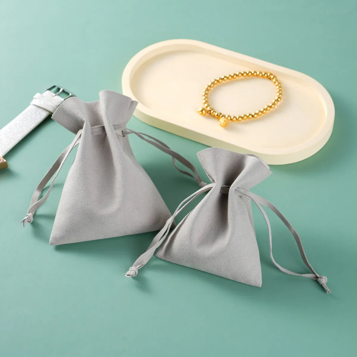 Simple Style Solid Color Superfine Fiber Jewelry Packaging Bags