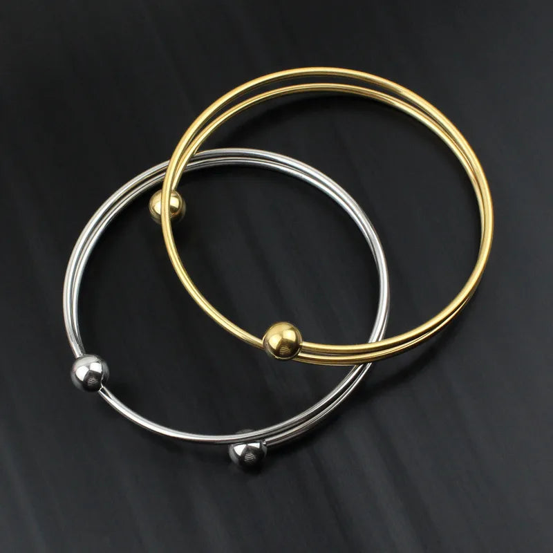 Simple Style Solid Color Titanium Steel Bangle In Bulk