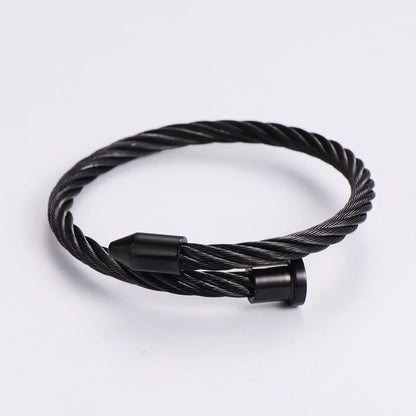 Simple Style Solid Color Titanium Steel Bangle Plating Stainless Steel Bracelets