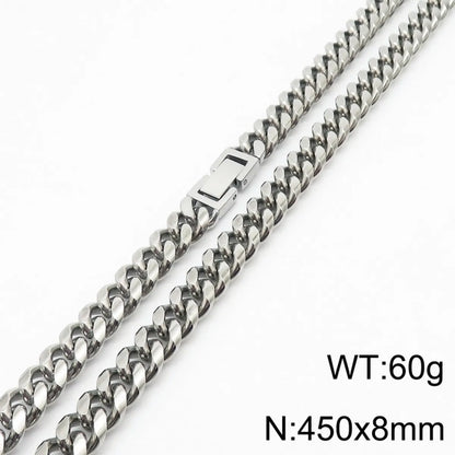 Simple Style Solid Color Titanium Steel Chain Men'S Necklace